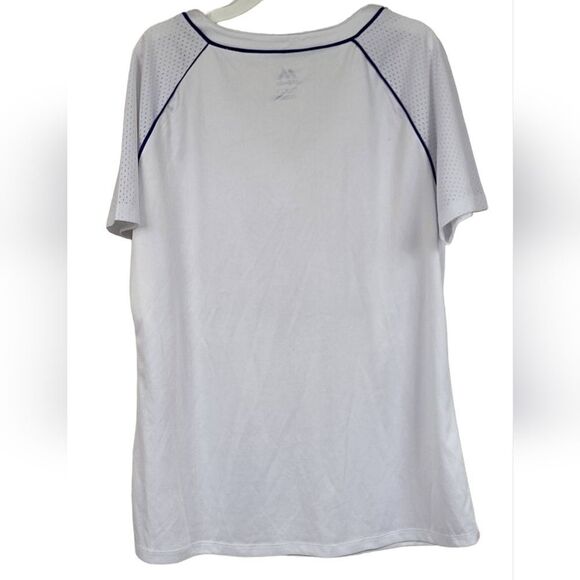 Men's Large Majestic Texas Rangers White Baseball Jersey MLB Logo Tee Mesh Trim - Picture 2 of 7